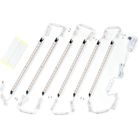 LED-Unterbauleuchten-Set, 6 verbindbare Lichtleisten, LED-Streifen für die Unterbaubeleuchtung, 300 mm x 6, mit Schalter (Warmweiß, 3000K)