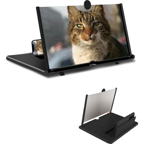 Accessoires téléphones portables Amplificateur d'Écran 12 Pouces 3D HD, Loupe Anti-Lumière Bleue Pliable - Support Portable pour Films, Vidéos et Jeux avec Vision Confortable (1/4)