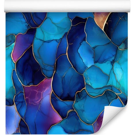 Papier peint bleu encre, bleu marine, turquoise et violet 50x1000 cm (1/5)