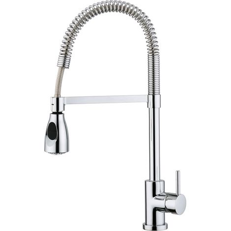 Mitigeur évier à bec haut orientable avec douchette - Matériau : Laiton - Saillie : 220 mm - Hauteur : 490 mm - Décor : Chromé - ITAR (1/3)