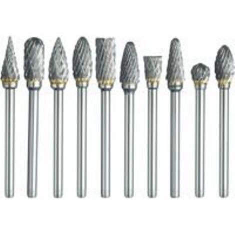 SABIR Jeu de fraises rotatives pour Dremel, 10 mèches en carbure à double coupe avec largeur de 1/8 et longueur de tête de 1/4 pour le bricolage, le travail du bois, la gravure, la sculpture (1/5)