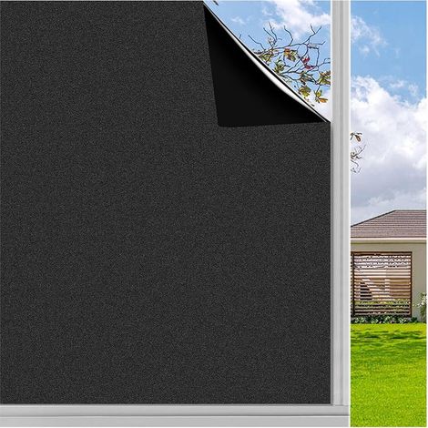 Fenêtre Auto-Adhésif Verre Dépoli Film Intimité Opaque Anti-UV Statique pour Salle de Bain Bureau Noir Mat 45 x 200cm (1/5)