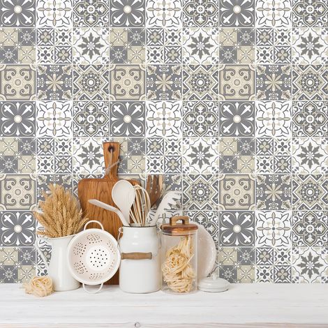 Stickers muraux - Sticker Mural Carrelage adhésif Cuisine Salle de Bain - 9 STICKERS CARRELAGES CAVALARI - 9stickers10x10cm (1/5)