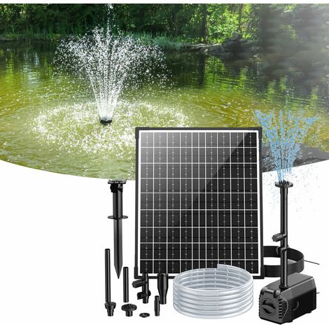 POPOSOAP Solar Teichpumpe 30W, 1500 L/h Solar Brunnenpumpe mit einstellbarem Durchfluss, 5m Kabel für Gartenteich