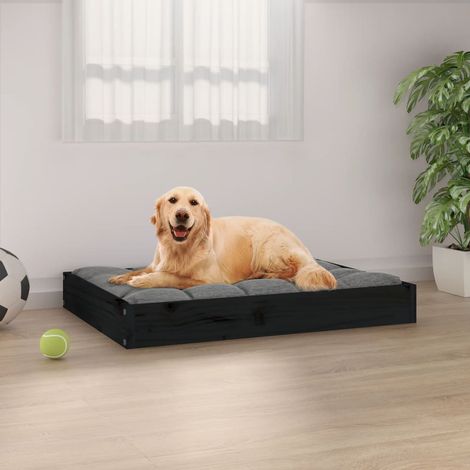 Hundebett Schwarz 71,5x54x9 cm Massivholz Kiefer vidaXL (1/5)