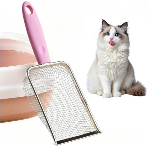 Pelle à litière pour Chat - en métal - avec poignée - Taille des Pores de 4mm - Pelle pour Chat, Pelle litiere Chat, Pelle a litiere Chat, Pelle litiere (rose) (1/5)