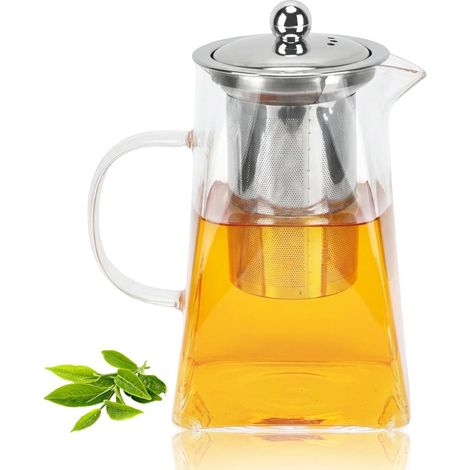 Dailygoods - Teiera a doppia parete 950 ml - Teiera in vetro - Teiera con filtro - Teiera con scaldavivande - Teiera per infusione - Resistente al calore (1/5)