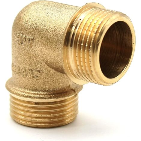 Coude en laiton 90° 2 x filetage extérieur Taille 3/8" Coude Angle de tuyau Pièces de compresseur, raccords de tuyau ronds (1/5)
