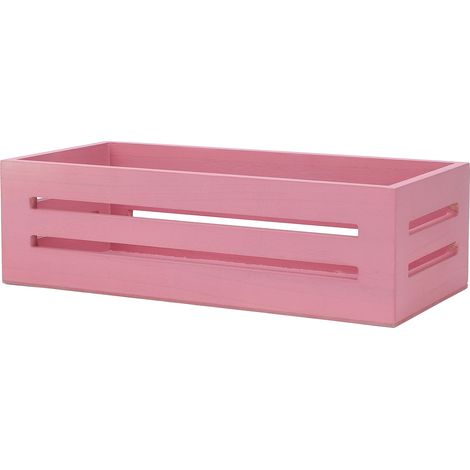 Panier de rangement en bois multifonctionnel rose de 33 x 15,5 x 10 cm (12,99 x 6,1 x 3,94 po) pour salle de bain, chambre et papier toilette (1/5)