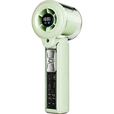 Ventilador portátil, pantalla LED, batería recargable, verde (1/2)