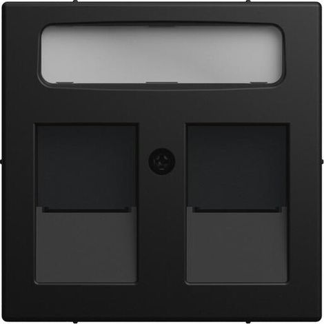 Busch-Jaeger Zentralscheibe mit Beschriftungsfeld Modular-Jack-Einsatz 2-fach schwarz matt - Busch-balance® SI (1800-915), 2CKA001753A0200