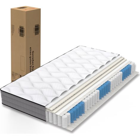 Matelas hybride ressorts ensachés et mémoire de forme H3, 7 zones, isolation des mouvements, Oeko-Tex, 140x200 cm
