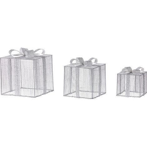 Set di 3 decorazioni natalizie a LED per interni, all'aperto, regali di Natale Luci LED illuminazione metallo argento Arnes (1/5)