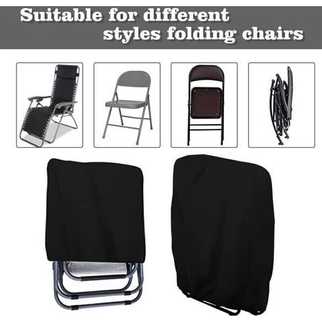 2 Pièces Housse de Protection Imperméable Anti-UV et Coupe-Vent pour Chaise Longue Pliante de Jardin avec Sac de Transport (1/5)