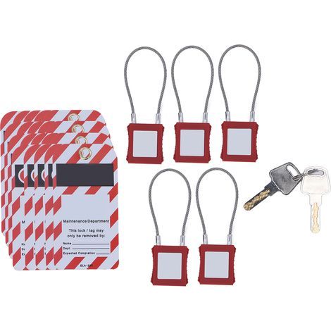 Câble de verrouillage en acier inoxydable, résistant aux chocs, anti-perte, cadenas électrique avec clé pour étiquettes 5X et 20 (1/5)