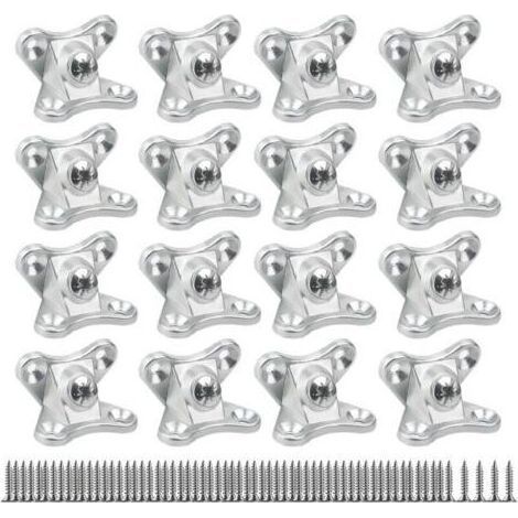 Lntyq Abnehmbare Eckstrebe - 16 Stück Butterfly-Klammerverbinder, Eckstrebe für Holz, Furnier (mit 64 Schrauben) Silber (1/5)