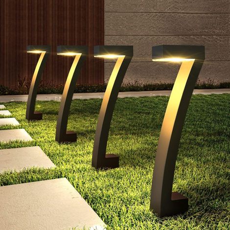 Set di 6 luci solari da giardino, luci a LED a forma di L per prato e giardino, illuminazione d'atmosfera per esterni, luci notturne e lampade da terra. (1/5)