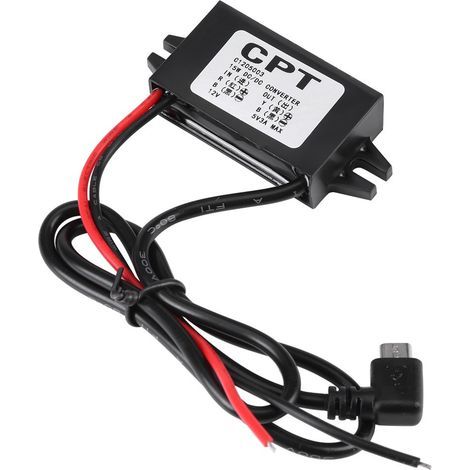 Voiture Convertisseur de Tension DC-DC 12V à 5V/3A Convertisseur de Tension de Voiture Micro USB Régulateur de Tension Etanche pour Autoradio, Radio, Surveillance, Ventilateur électrique. (1/5)