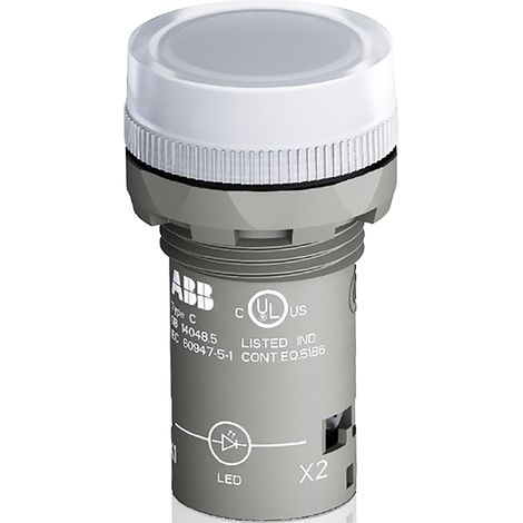 Voyant lumineux LED ABB Blanc 24 V (c.a./c.c.), Ø découpe 22mm, Montage panneau, IP66, IP67, IP69K ( Prix pour 1 ) (1/2)
