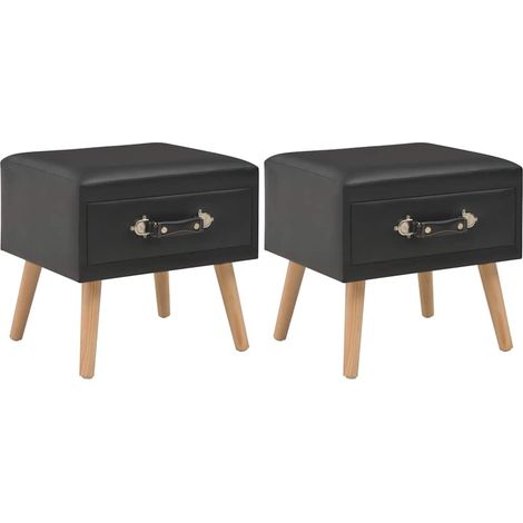 vidaXL Mesitas de noche 2 unidades 40x35x40 cm cuero sintético negro (1/4)