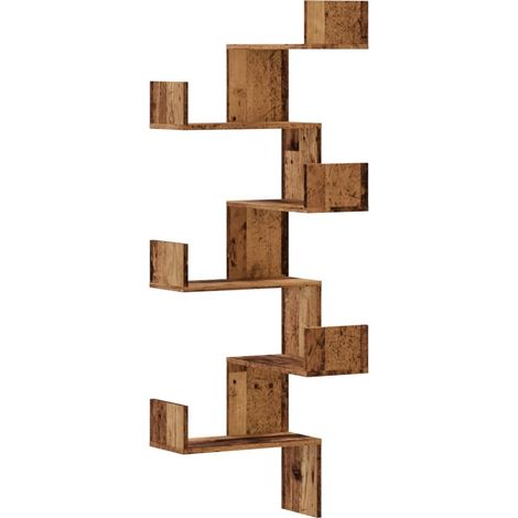 Maison Exclusive - Wand-Eckregal Altholz-Optik 45x45x147 cm Holzw
