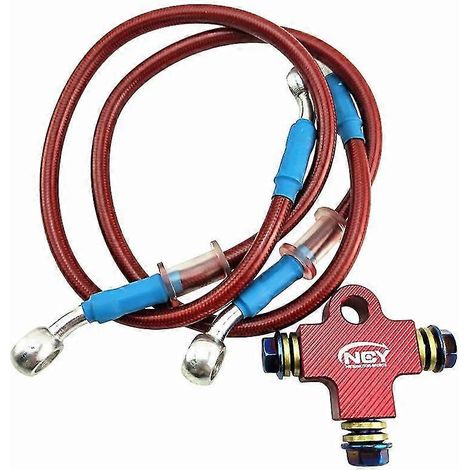Raccord de durite de frein moto CNC 3D, connecteur à trois voies, vis banjo M101,25 mm pour système de freinage double Honda, Yamaha, Kawasaki - kits rouges (1/5)
