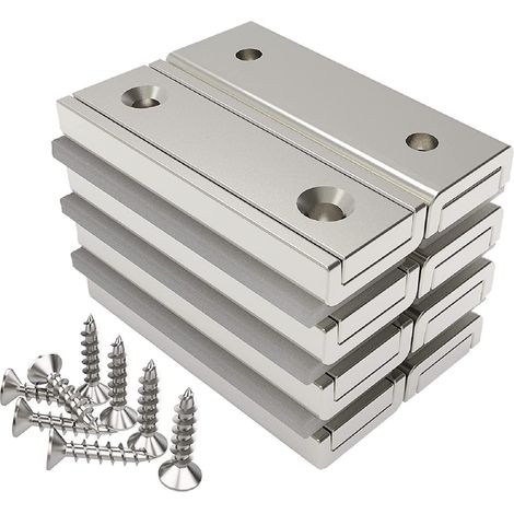 8 magneti rettangolari al neodimio, forza 20 kg, 40 x 13,5 x 5 mm