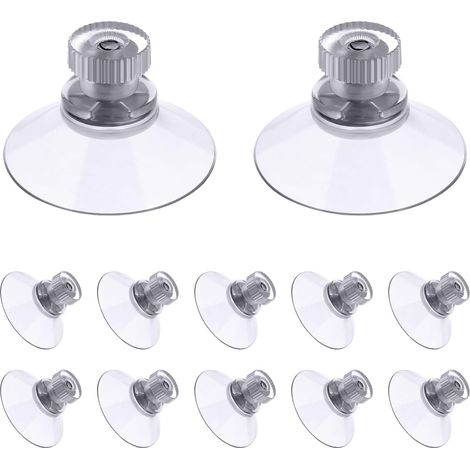 12 ventouses filetées avec écrou moleté, ventouses en PVC Ø 30 mm, transparentes, sans perçage, ultra-résistantes, idéales pour les fenêtres, la voiture, la décoration, la cuisine et la suspension. (1/5)
