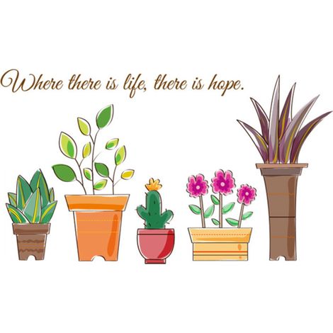 Lot autocollant mural plantes en pot PVC transparent décoration intérieure art design maison fond (1/5)