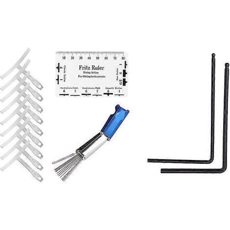 9 jauges de rayon sous les cordes + règle de mesure de l'action des cordes et 1 jeu de clés à manche de 4 et 5 mm (1/5)