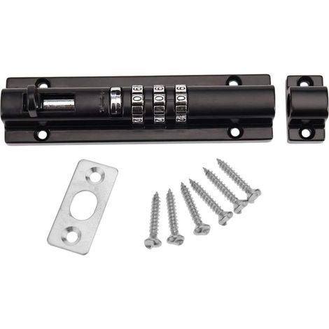 Verrou de Porte à Code Mécanique Serrure Verrouillage Portail à Combinaison sans Clé Vis de Fixation pour Armoire Jardin Garage Noir (1/5)