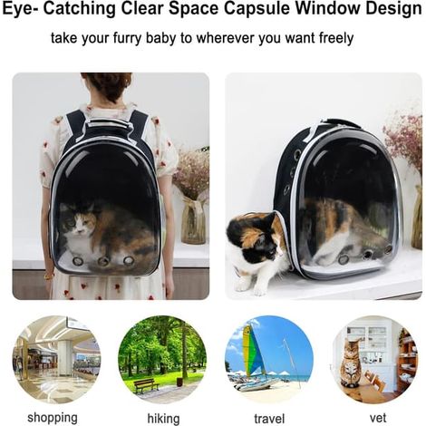 Sac à dos pour chat, sac à dos pour animaux de compagnie, capsule spatiale transparente portable, sac pour animaux, accessoires pour chats, sac à dos respirant