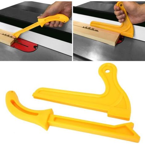 2 Pcs Jaune En Plastique 2-En-1 Bois Scie Poussoir Bâton Pratique Sécurité Push Block Outil À Bois-YIN-XIS (1/4)