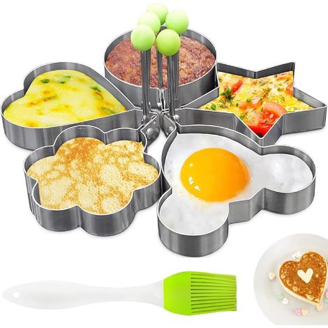 moules à crêpes et à œufs pour poêle, en acier inoxydable, faciles à utiliser et à nettoyer, de formes variées et polyvalents. (1/5)
