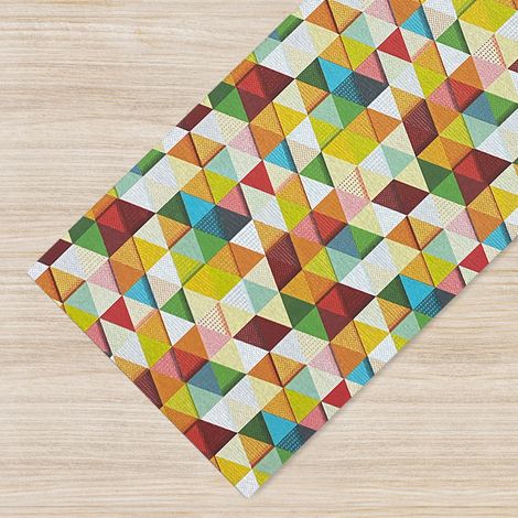 Tappeto passatoia fantasia made in Italy antiscivolo lavabile aderente triangoli multicolore 50x200cm - Triangoli Multicolor (1/5)