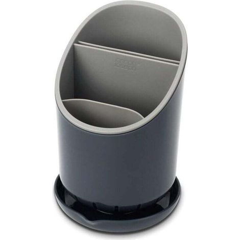 Égouttoir à vaisselle, étagère de rangement pour évier, porte-couverts et couteaux avec fonction d'égouttage - gris (1/4)