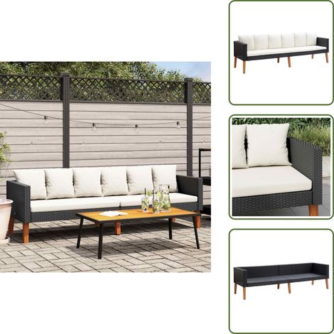 Canapé de jardin à 3 places avec coussins Résine tressée Noir - Canapé De Jardin - Mobilier De Jardin - Salon De Jardin - Meubles De Jardin - Chaise Longue (1/5)