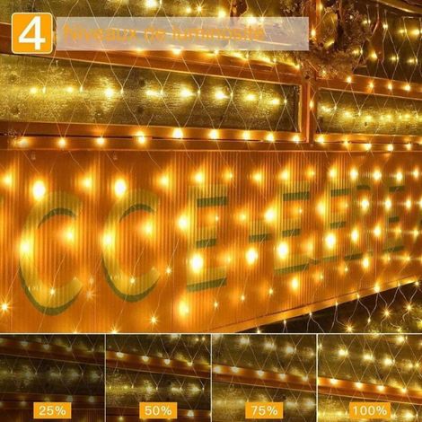 Filet lumineux extérieur - Nosheir - 200 LEDs - 3 x 2 m - 8 modes d'éclairage - Télécommande incluse (1/4)