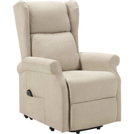 Fauteuil de relaxation et releveur électrique 1 moteur tissu Agora-Beige clair (1/5)
