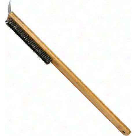 Brosse à Pizza en Bois à Long Manche, Poils Résistants pour Nettoyage Efficace des Pierres de Cuisson et Surfaces (1/5)