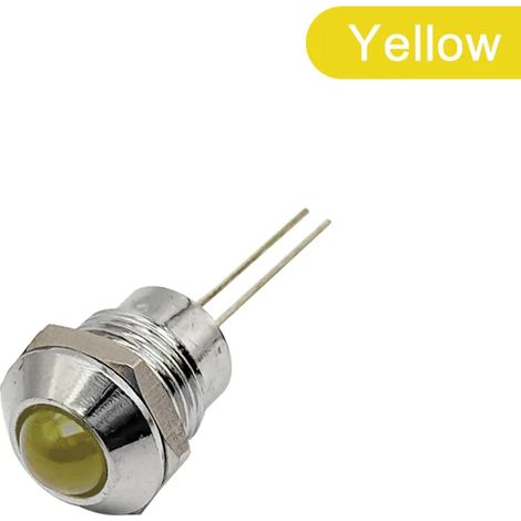 (JAUNE - 220 V) Lampe de signalisation LED ronde en métal de 12 mm pour petits équipements, panneau de signalisation d'alimentation, voyant d'avertissement (1/5)