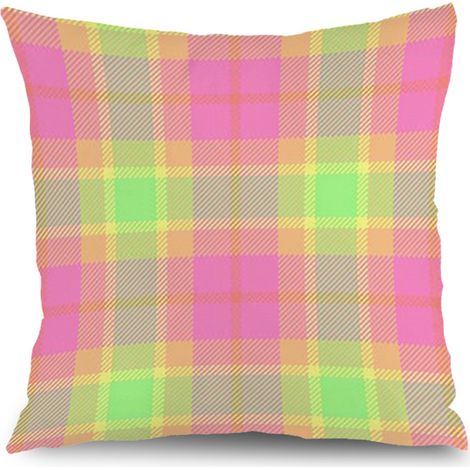 Housse de coussin imprimé carreaux, décoration maison rustique pour canapé-lit salon,50×50cm (1/5)