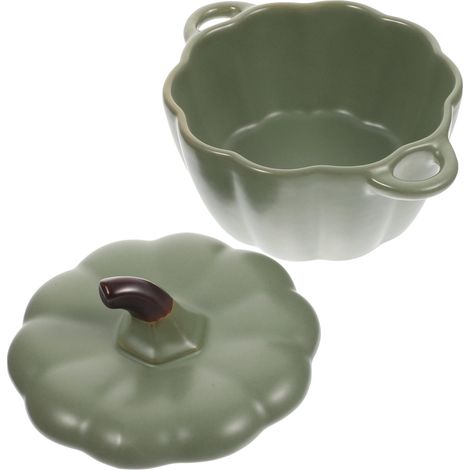 Bol à soupe en céramique citrouille avec couvercle résistant à la chaleur en matériau sûr Vaisselle de service stable pour la famille et le restaurant Bol à soupe pratique et élégant (1/5)