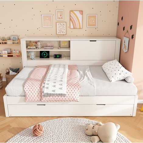 letto struttura letto estraibile 90x200 con USB OKMYHOME