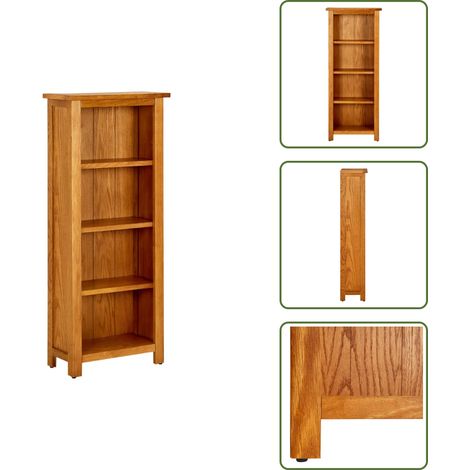 Bibliothèque à 4 niveaux 45x22x110 cm Bois de chêne massif - Bibliothèque En Bois - Bibliothèque Chêne - Bibliothèque Rustique - Meuble Rangement - Étagère Bibliothèque (1/5)