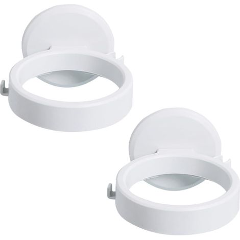 2 supports pour sèche-cheveux (11,2 x 11 x 3 cm), support adhésif sans perçage, support mural blanc (1/5)