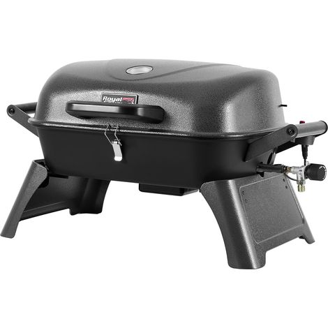 Royal Gourmet tragbarer Gasgrill, 3,5 kW Tischgrill mit Piezozündung und Thermometer, Outdoor Grill mit klappbaren Beinen und Deckelverschluss für Balkon, Terrasse, Garten und Campin (1/5)