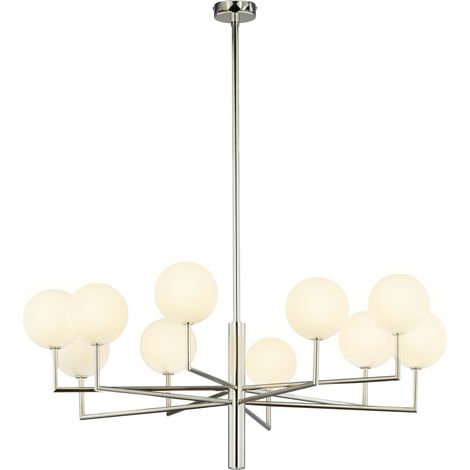 Lampadario moderno nichel 10 sfere bianche G9 Jupiter (1/4)