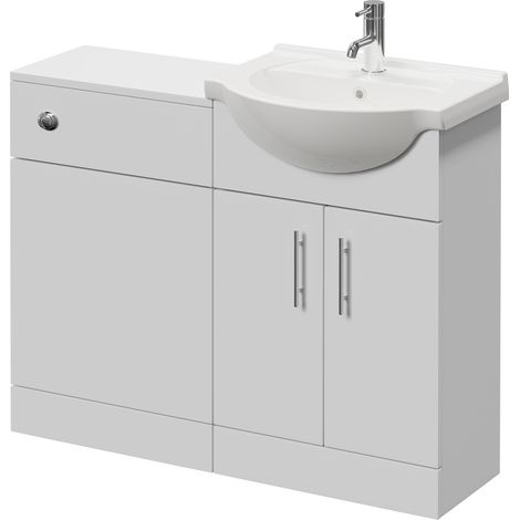 Alexander James Gloss White 1050mm 2 Door Vanity Unit Toilet Suite - 1050mm - Chrome 96mm Bar HandleWithout James Toilet Pan