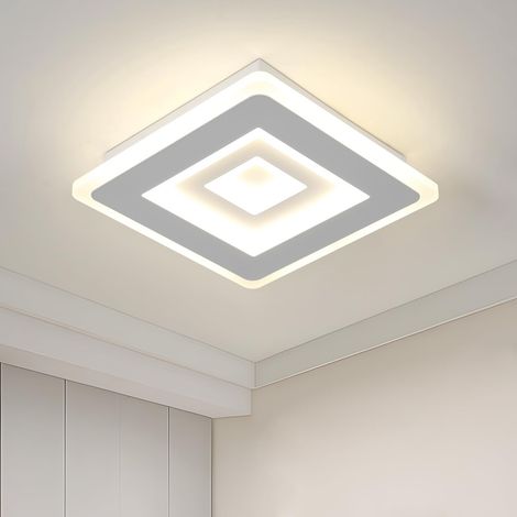 Plafonnier LED 28W 3150LM Carré 20CM Chambre Lumière Neutre 4500K Lampe Plafond Blanc Acrylique Salle Bain Couloir Cuisine (1/5)
